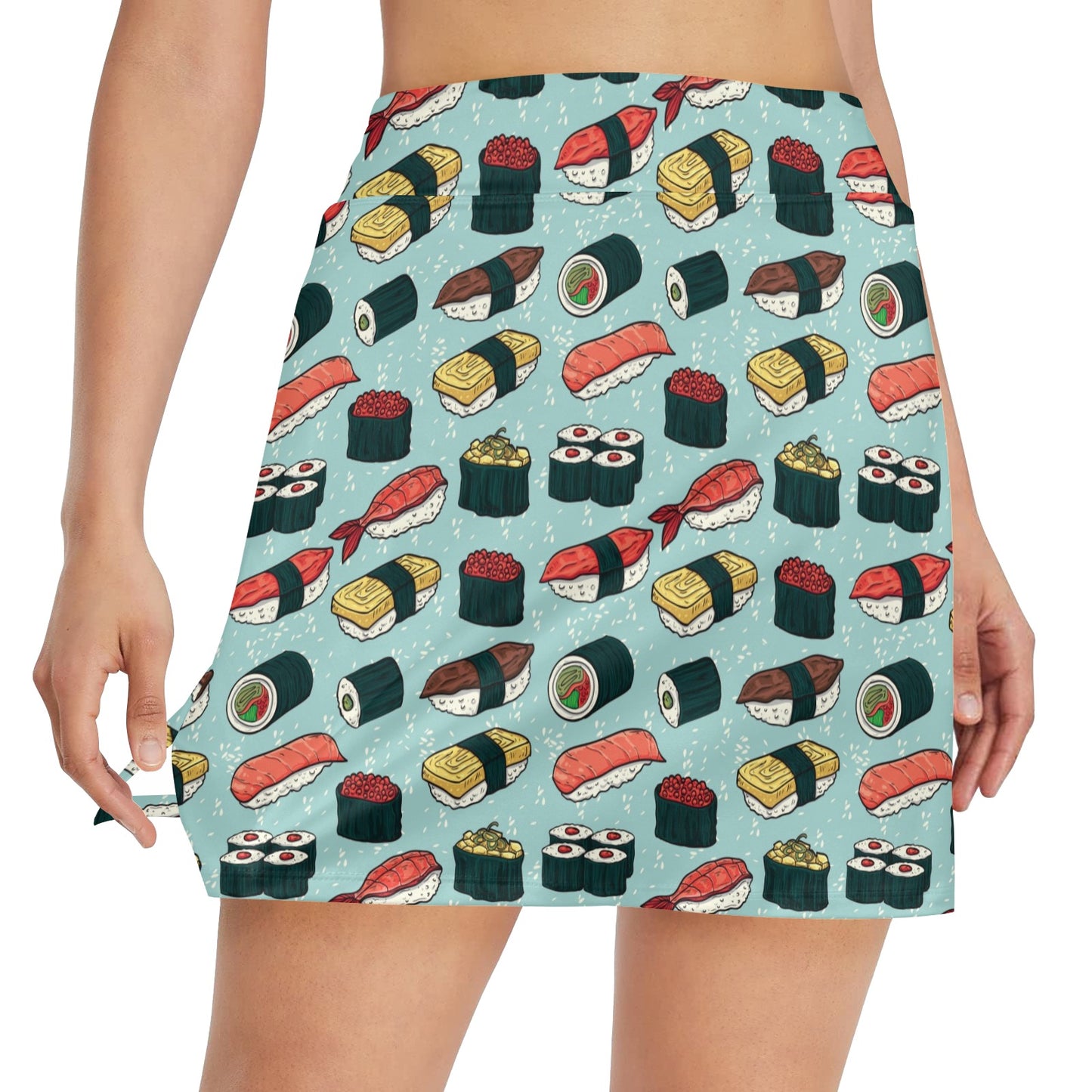 Sushi Pattern Design 17" Golf & Pickleball Skort with Pockets