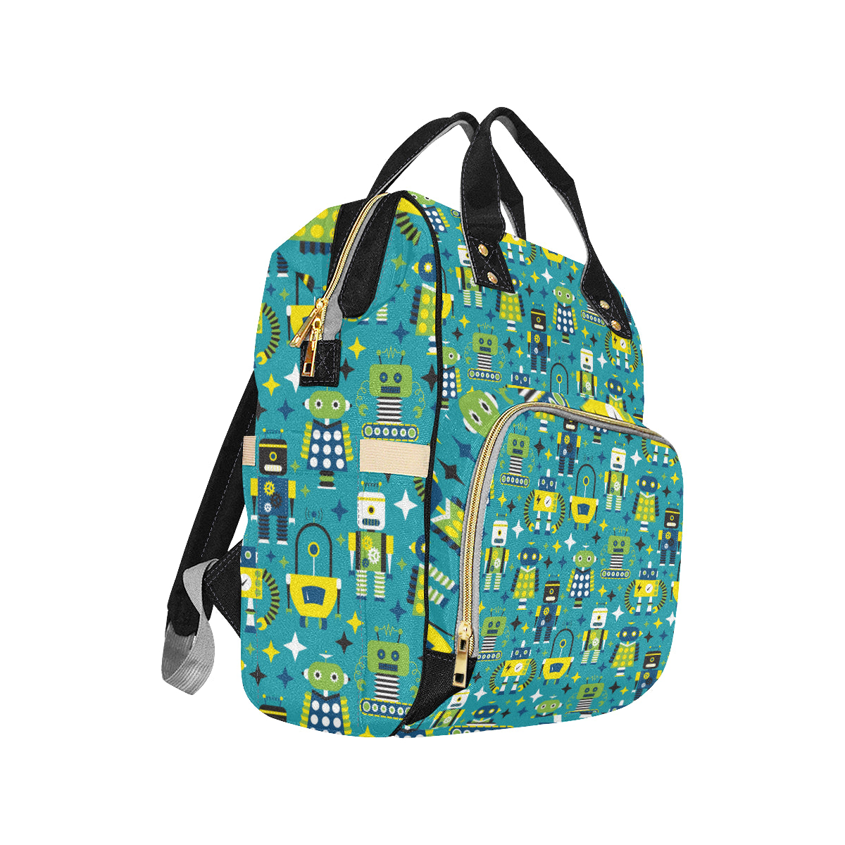 Robot Pattern Print Design A02 Diaper Bag Backpack
