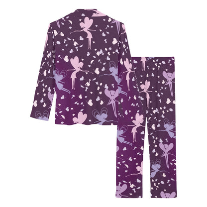 Fairy Pink Print Pattern Women's Long Pajama Set