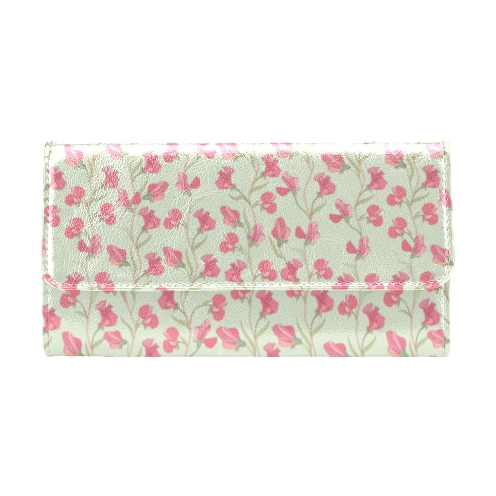 Sweet Pea Print Design LKS301 Women's Trifold Wallet