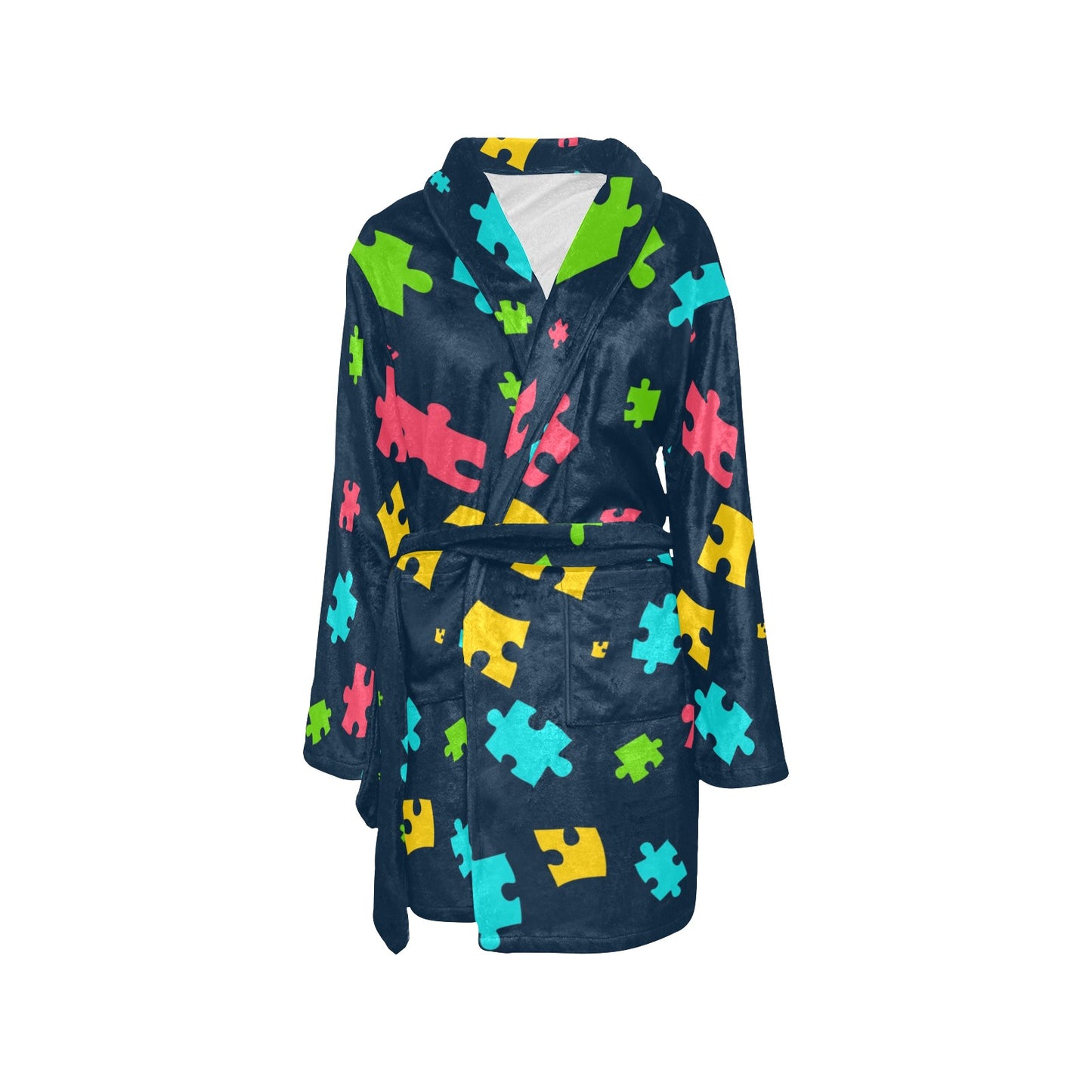 Autism Awareness Colorful Design Print Women's Fleece Robe