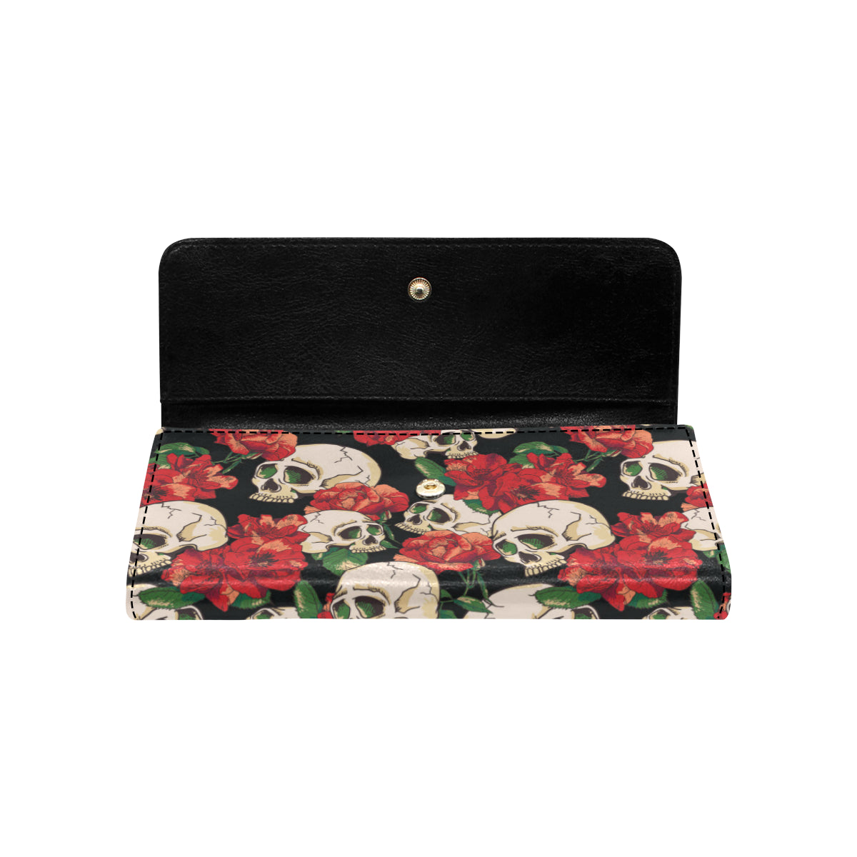 Skull Red Rose Women's Trifold Wallet