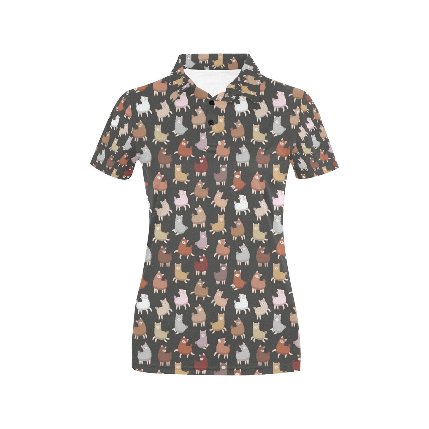 Alpaca Cute Design Themed Print Women's Polo Shirt