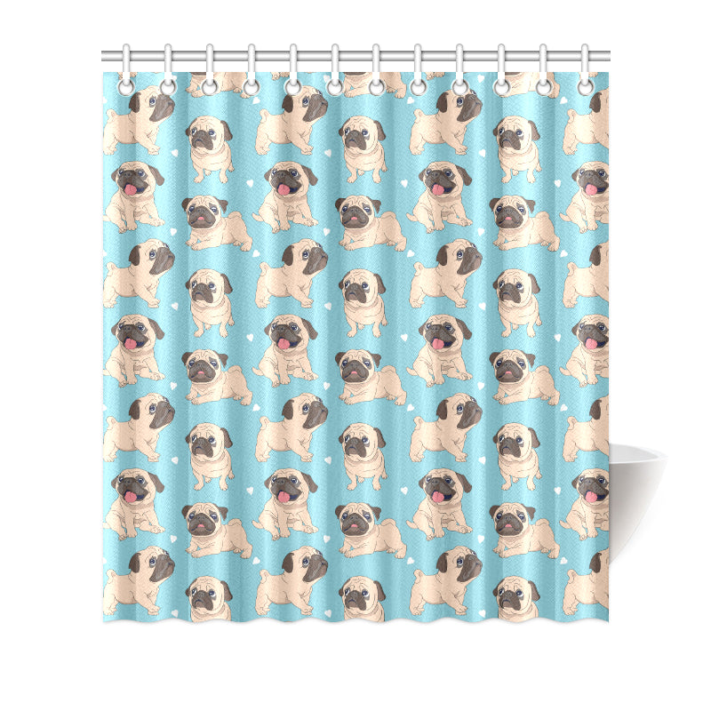 Pug Pattern Print Design A03 Shower Curtain