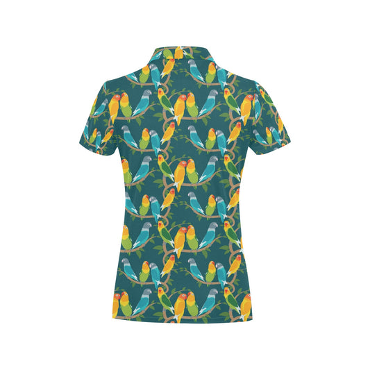 Lovebird Pattern Print Design 02 Women's Polo Shirt
