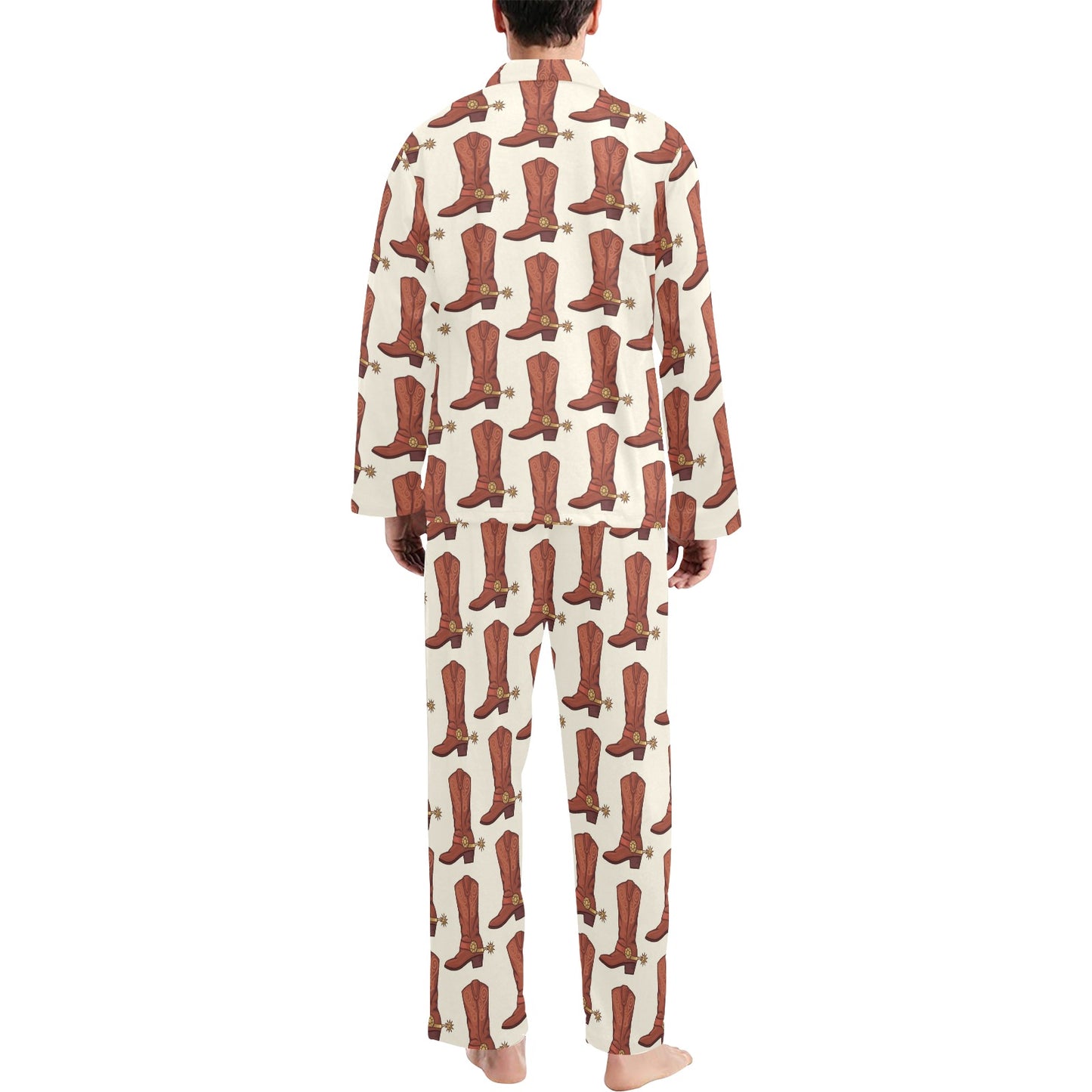 Cowboy Pattern Print Design 06 Men's Long Pajama Set