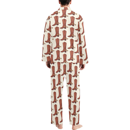 Cowboy Pattern Print Design 06 Men's Long Pajama Set
