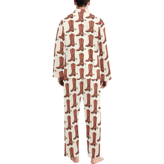 Cowboy Pattern Print Design 06 Men's Long Pajama Set