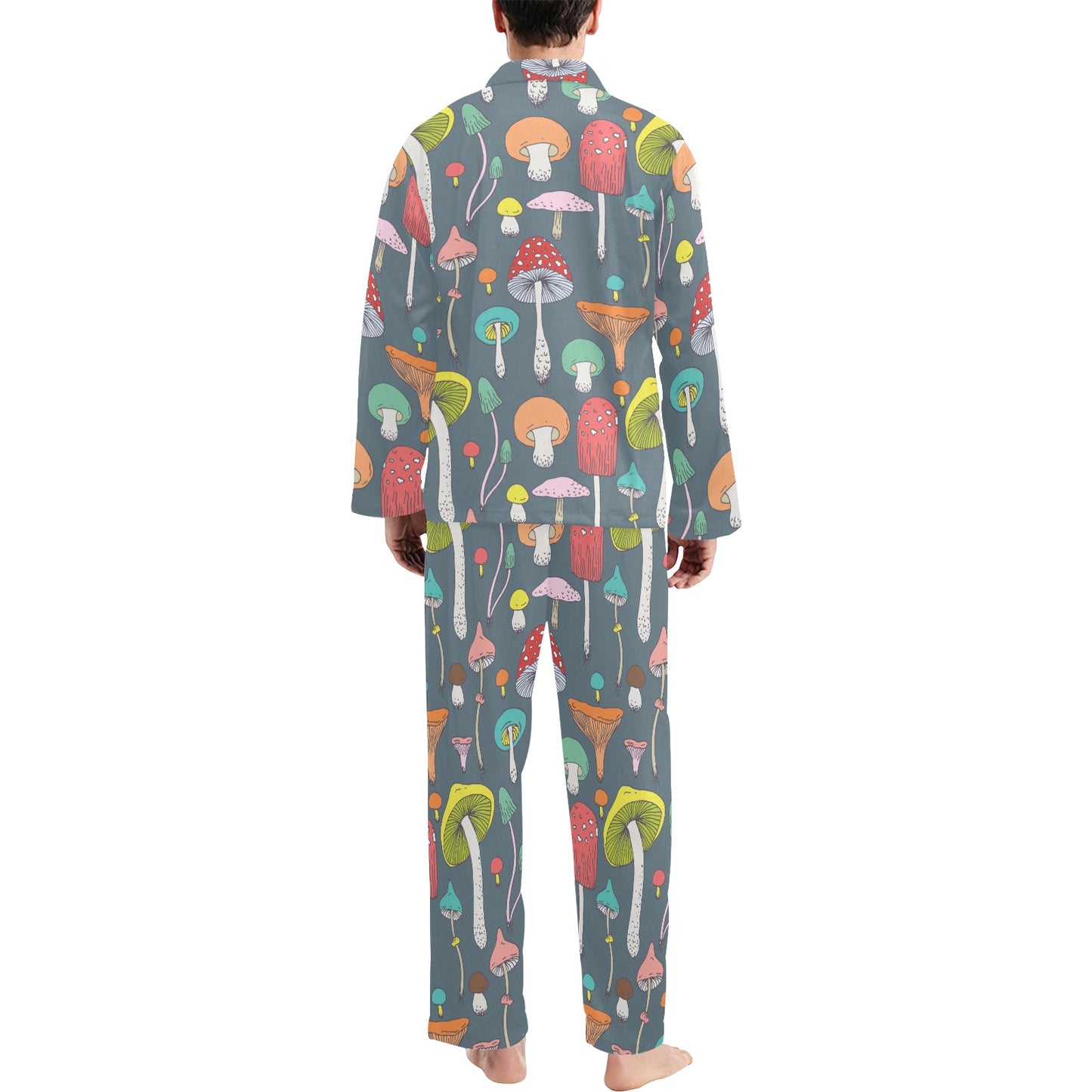 Mushroom Pattern Print Design A03 Men's Long Pajama Set