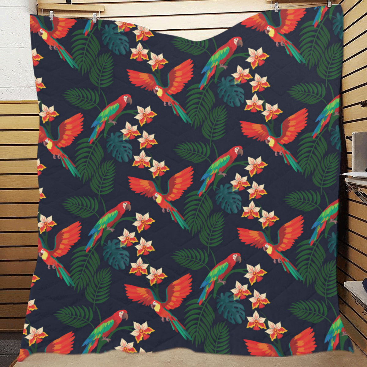 Macaw Pattern Print Design 02 Premium Quilt