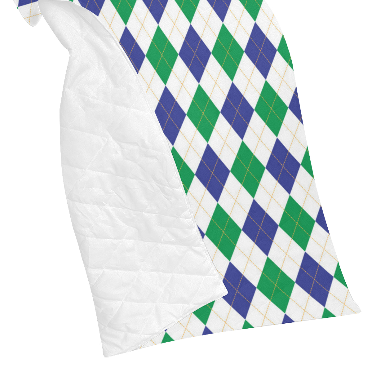 Argyle Green Blue Pattern Print Design 03 Premium Quilt