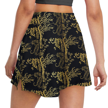 Tiger Gold Print Design LKS307 17" Golf & Pickleball Skort with Pockets