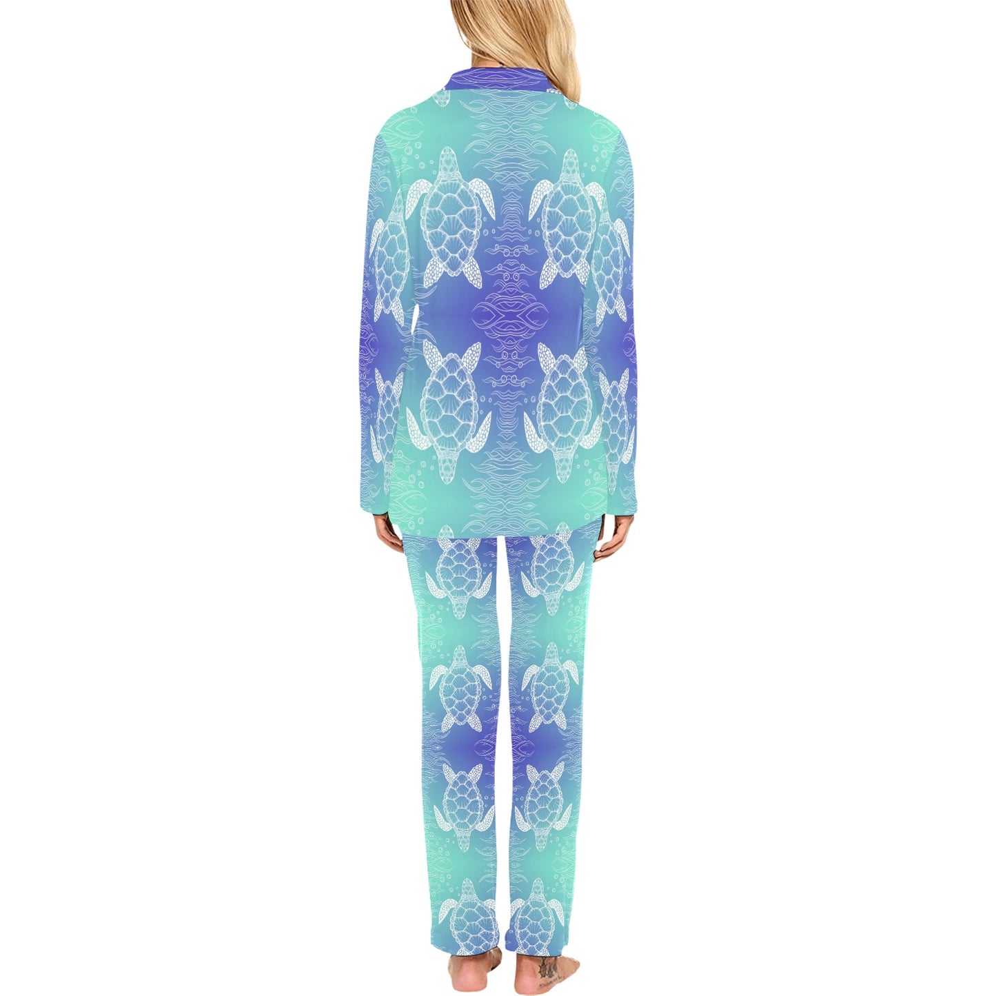 Sea Turtle Draw Women's Long Pajama Set
