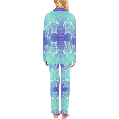 Sea Turtle Draw Women's Long Pajama Set
