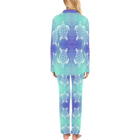 Sea Turtle Draw Women's Long Pajama Set