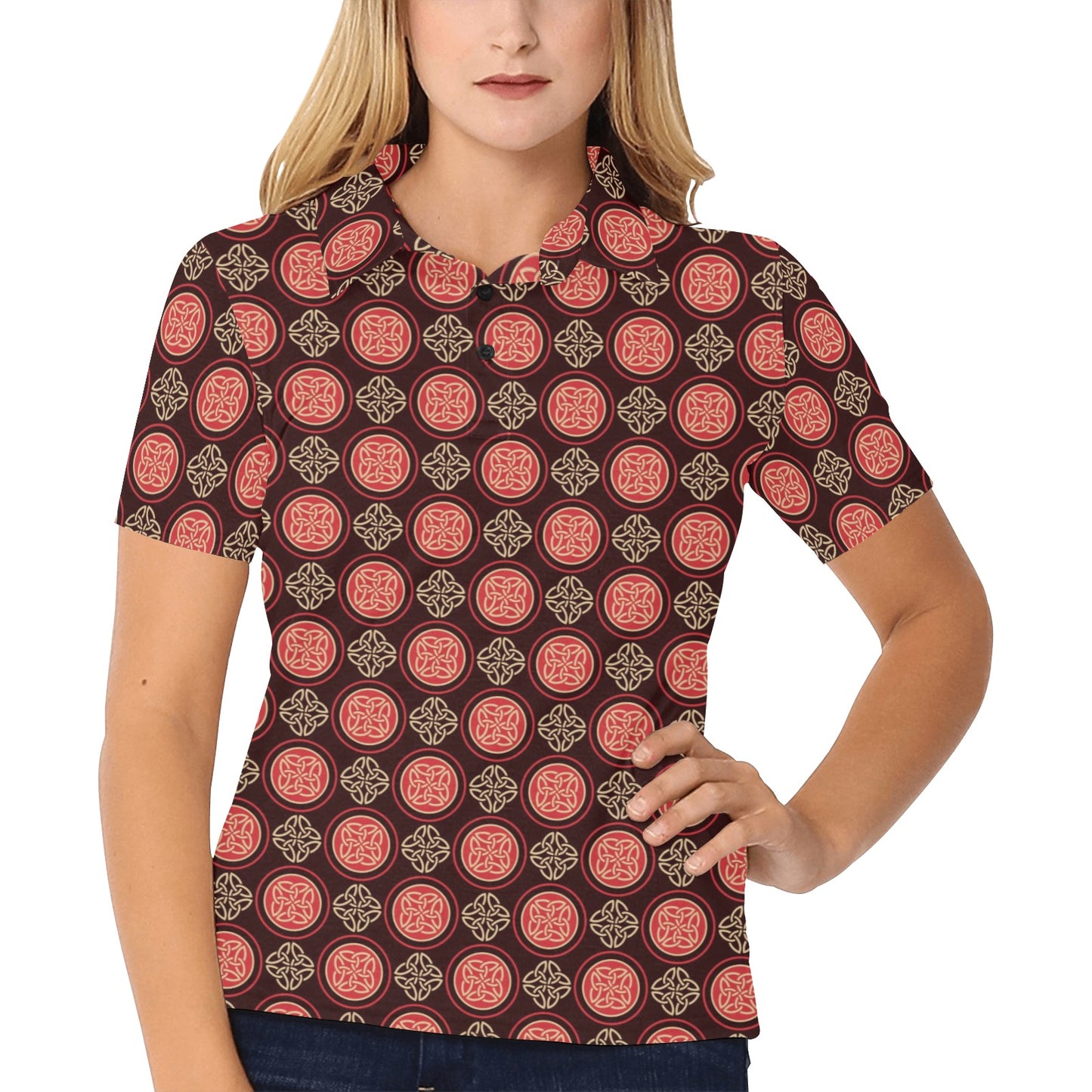 Celtic Pattern Print Design 02 Women's Polo Shirt