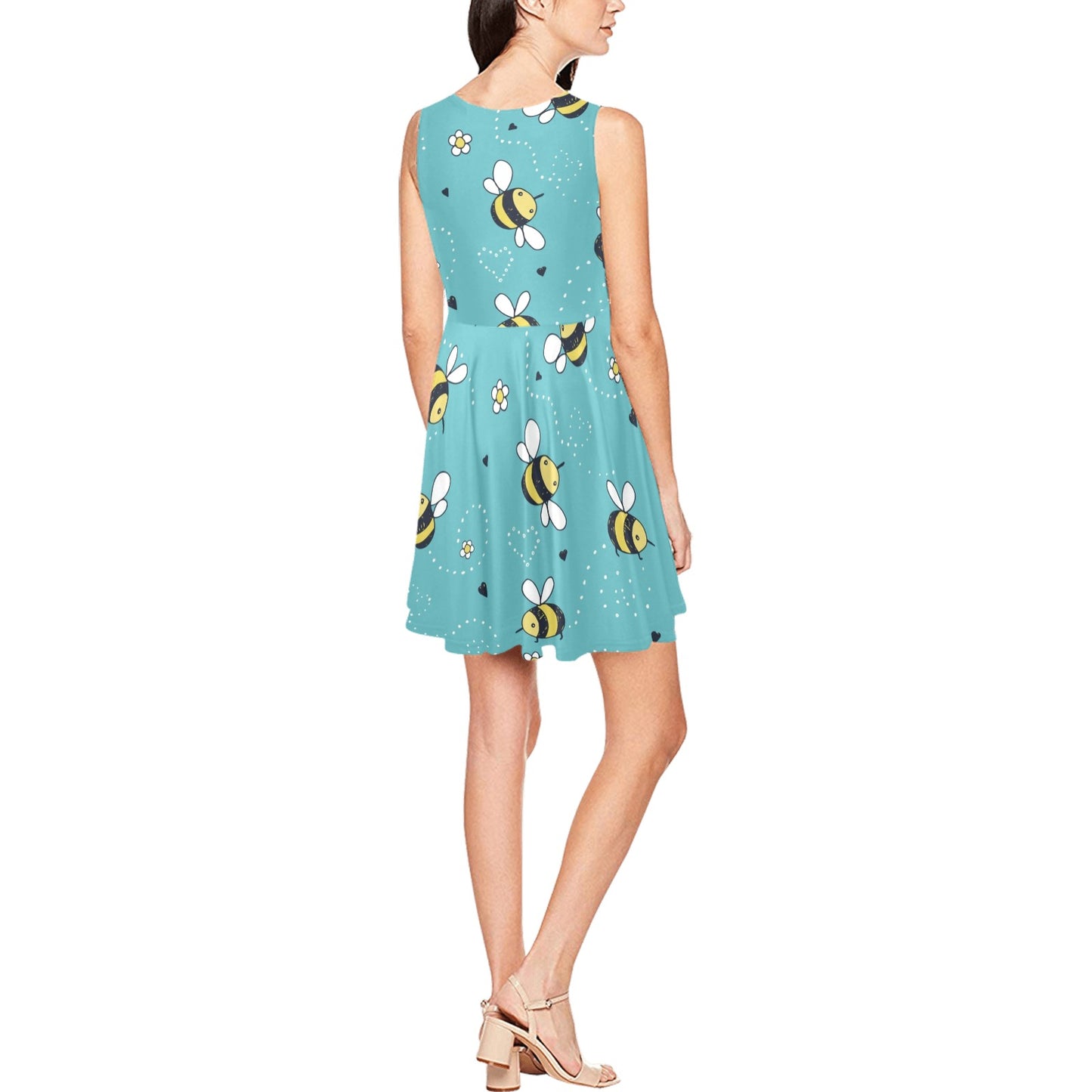 Bee Pattern Print Design BEE02 Sleeveless Dress