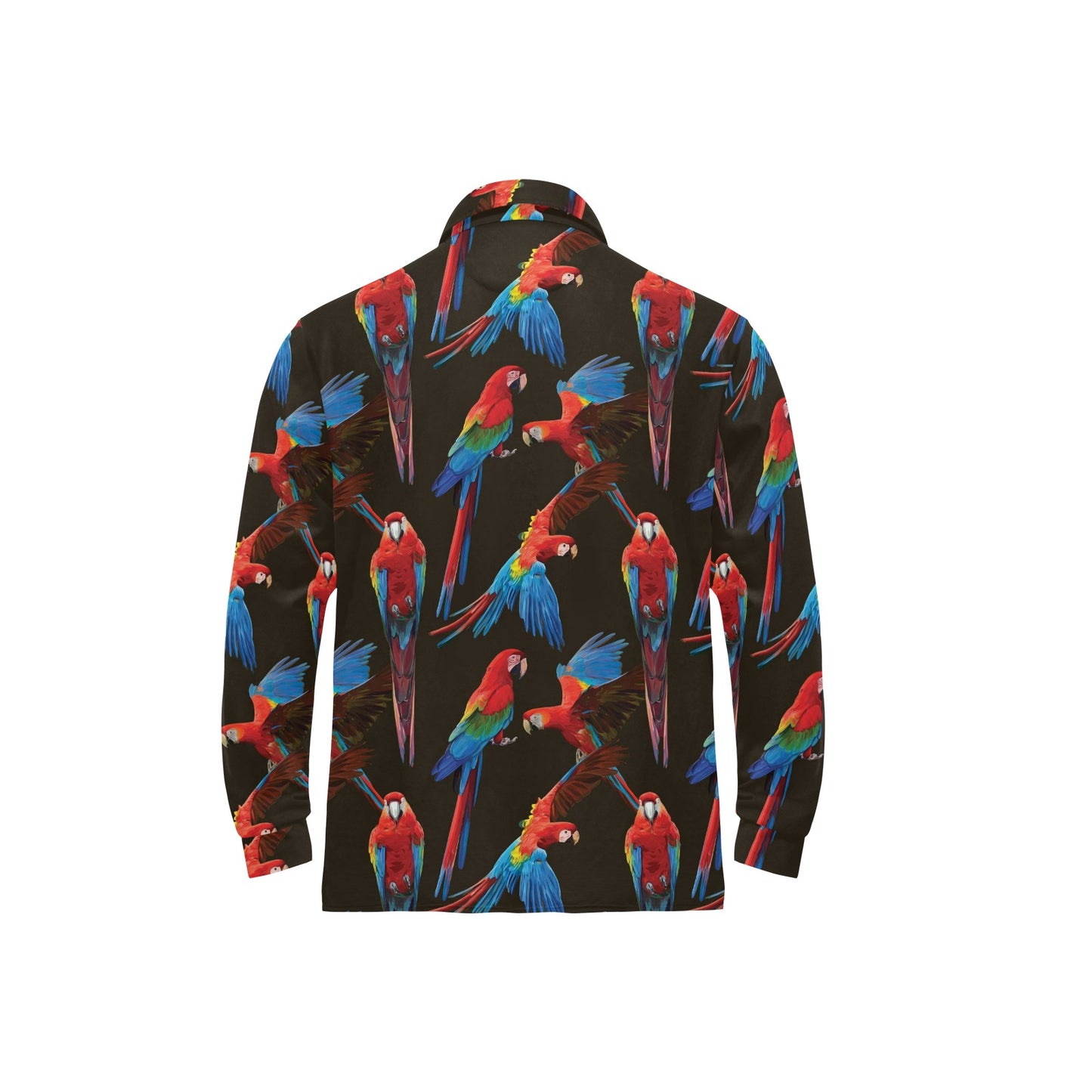 Macaw Pattern Print Design 04 Long Sleeve Polo Shirt For Men's