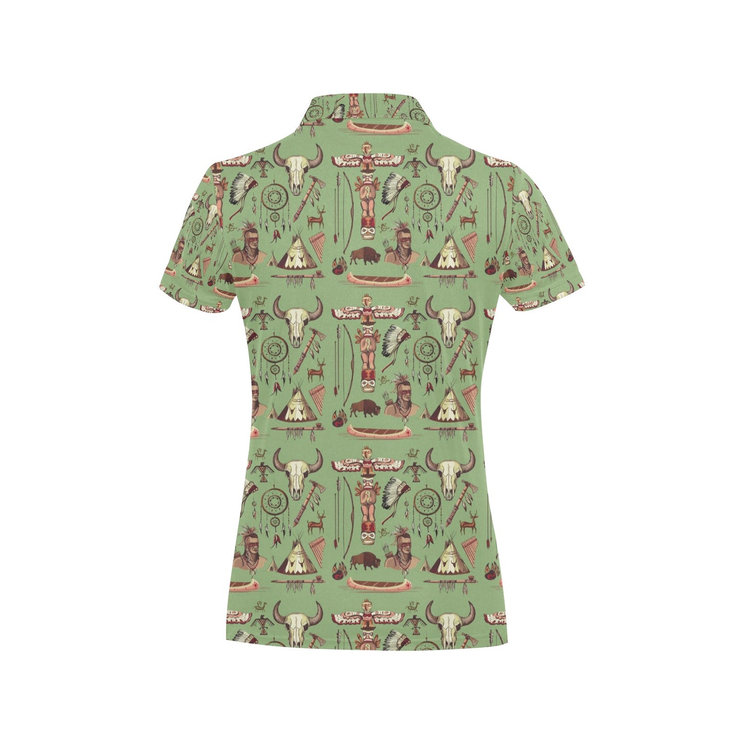 Native Indian Themed Design Print Women's Polo Shirt