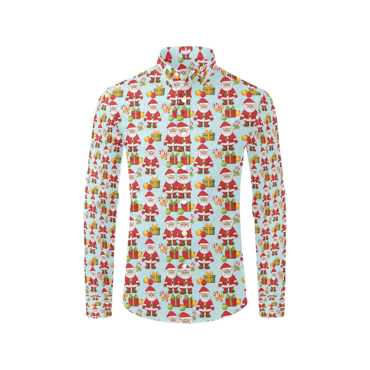 Santa Christmas Themed Print Design LKS303 Men's Long Sleeve Dress Shirt