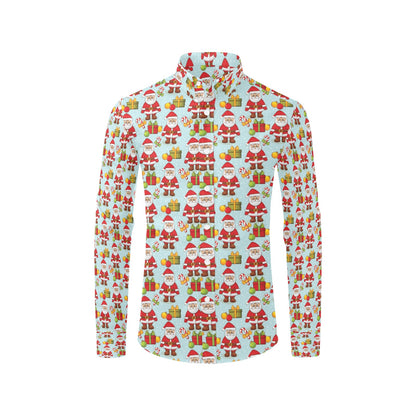 Santa Christmas Themed Print Design LKS303 Men's Long Sleeve Dress Shirt