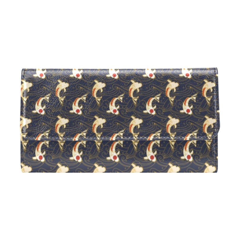 Koi Carp Japanese Design Themed Print Women's Trifold Wallet