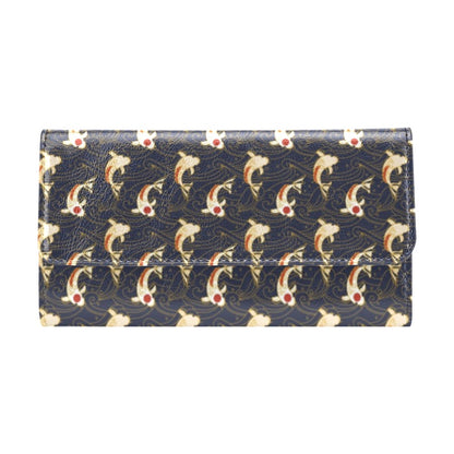 Koi Carp Japanese Design Themed Print Women's Trifold Wallet