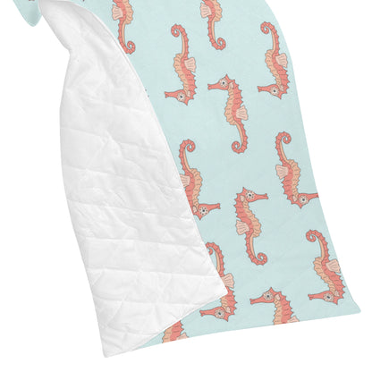 SeaHorse Pattern Print Design 01 Premium Quilt