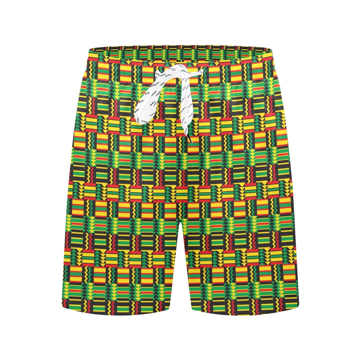 African Zip Zag Print Pattern Men's Swim Trunks Beach Shorts