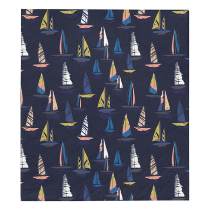 Sailing Ships Pattern Print Design A03 Premium Quilt