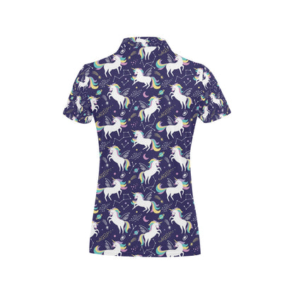 Unicorn Print Design LKS305 Women's Polo Shirt