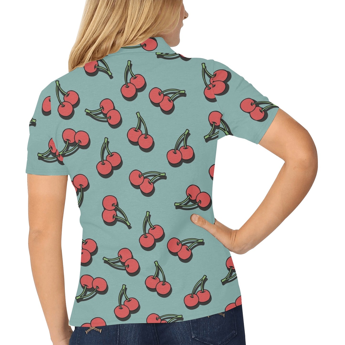 Cherry Pattern Print Design CH03 Women's Polo Shirt
