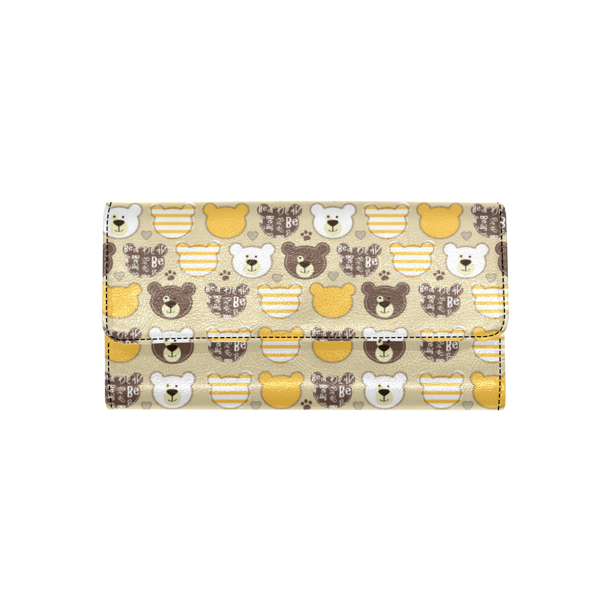 Bear PatchworkPattern Print Design 01 Women's Trifold Wallet