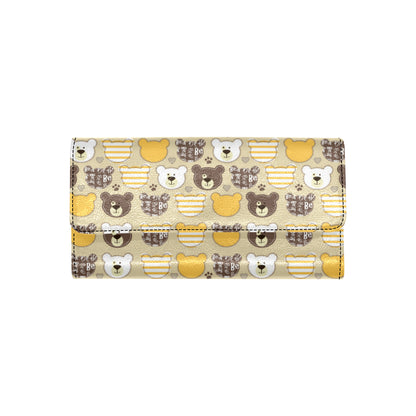 Bear PatchworkPattern Print Design 01 Women's Trifold Wallet