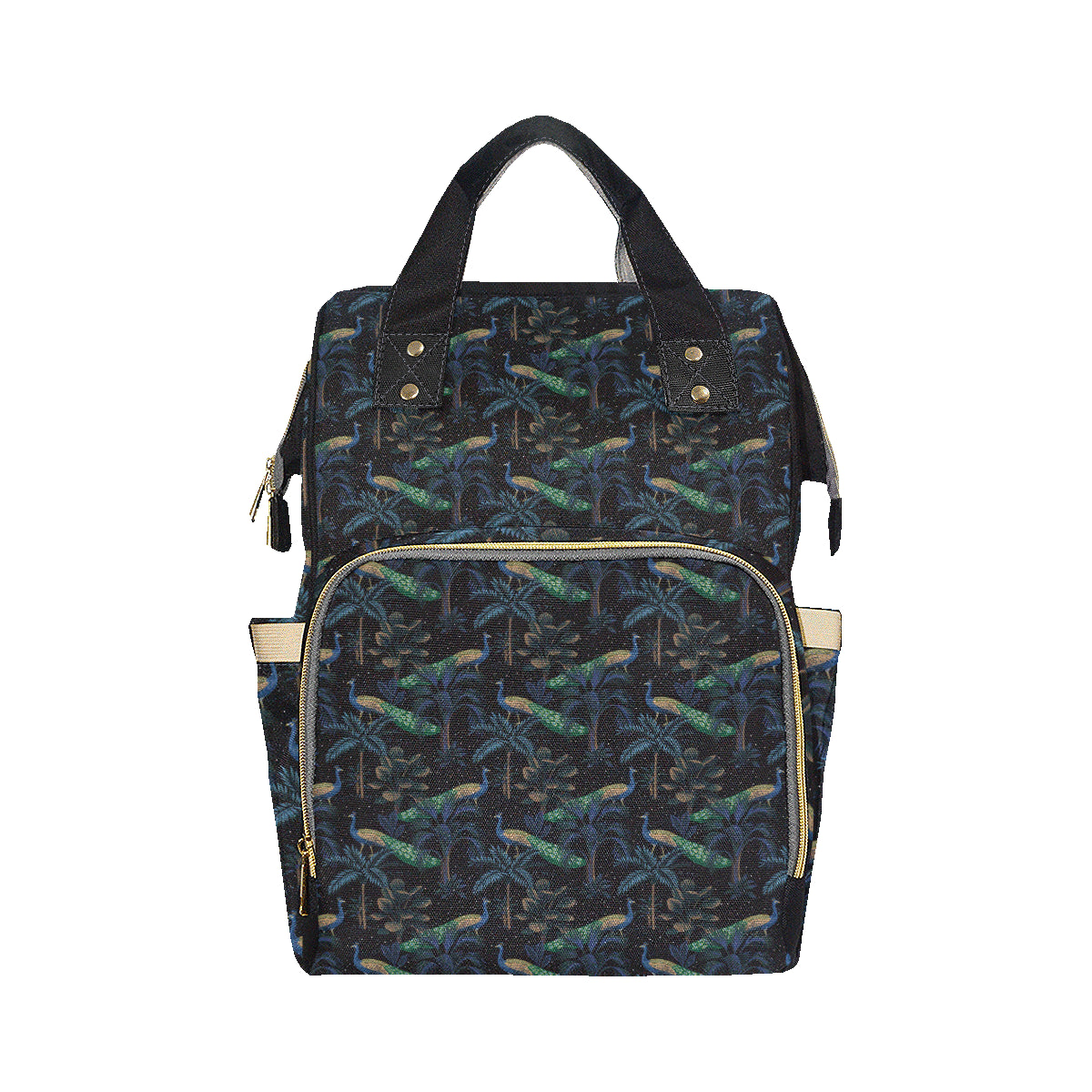 Rainforest Peacock Pattern Print Design A04 Diaper Bag Backpack