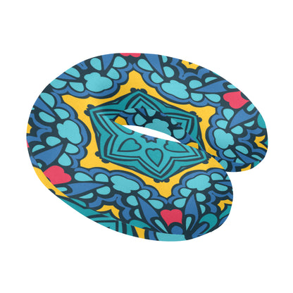 Kaleidoscope Pattern Print Design 04 U-Shaped Travel Neck Pillow