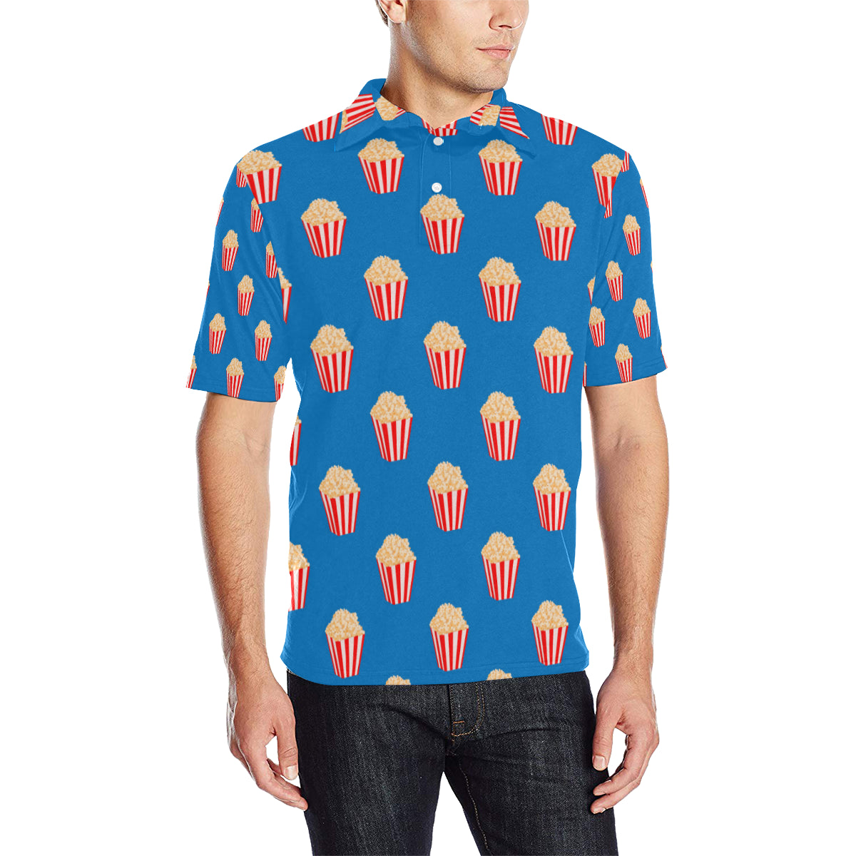 Popcorn Pattern Print Design A04 Men Polo Shirt