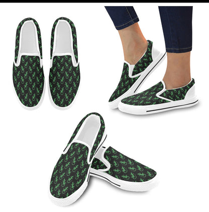 lizard Print Design LKS401 White Slip Ons Canvas Women's Shoes