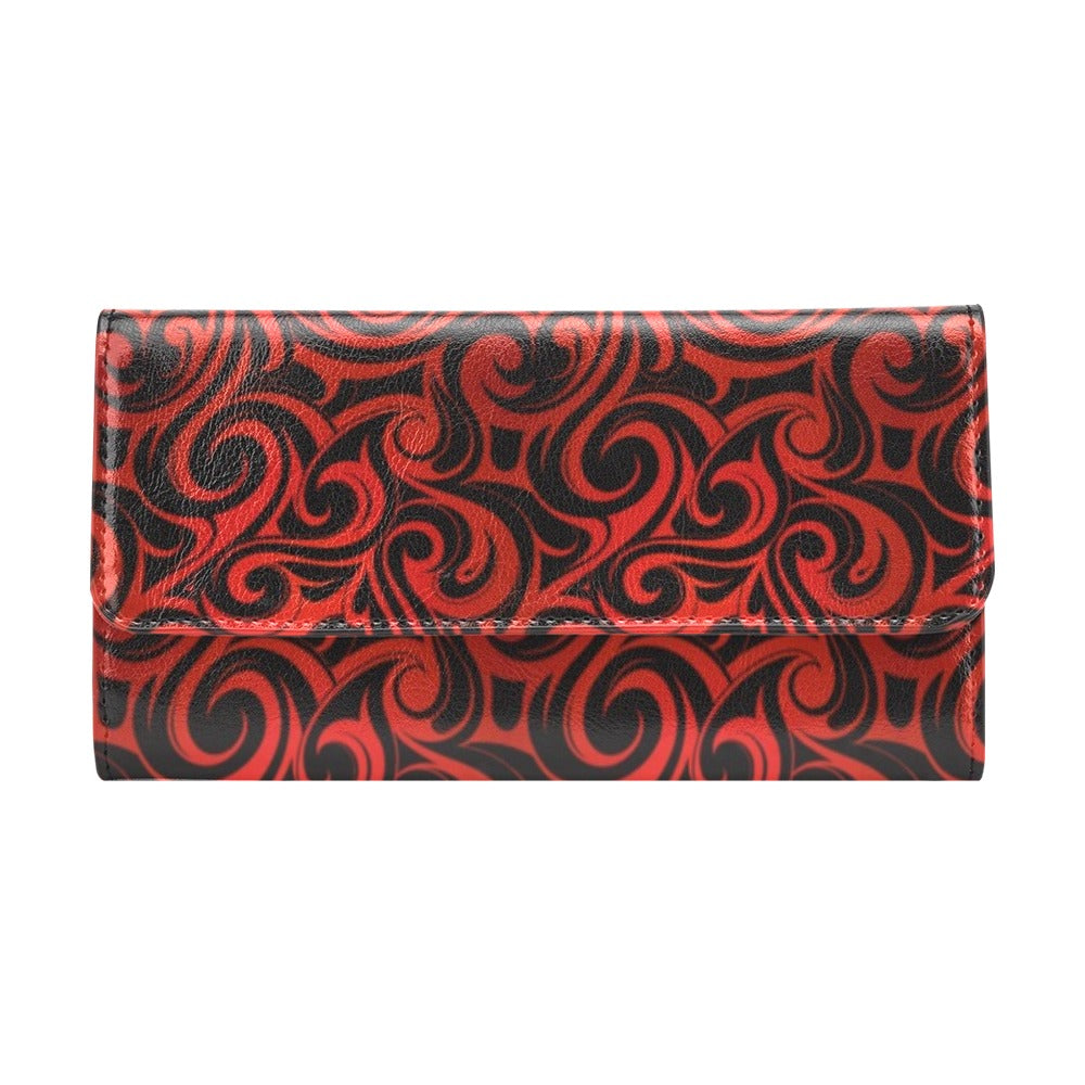 Maori Red Black Themed Design Women's Trifold Wallet