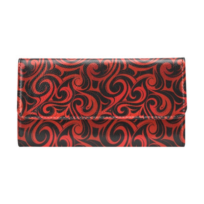 Maori Red Black Themed Design Women's Trifold Wallet