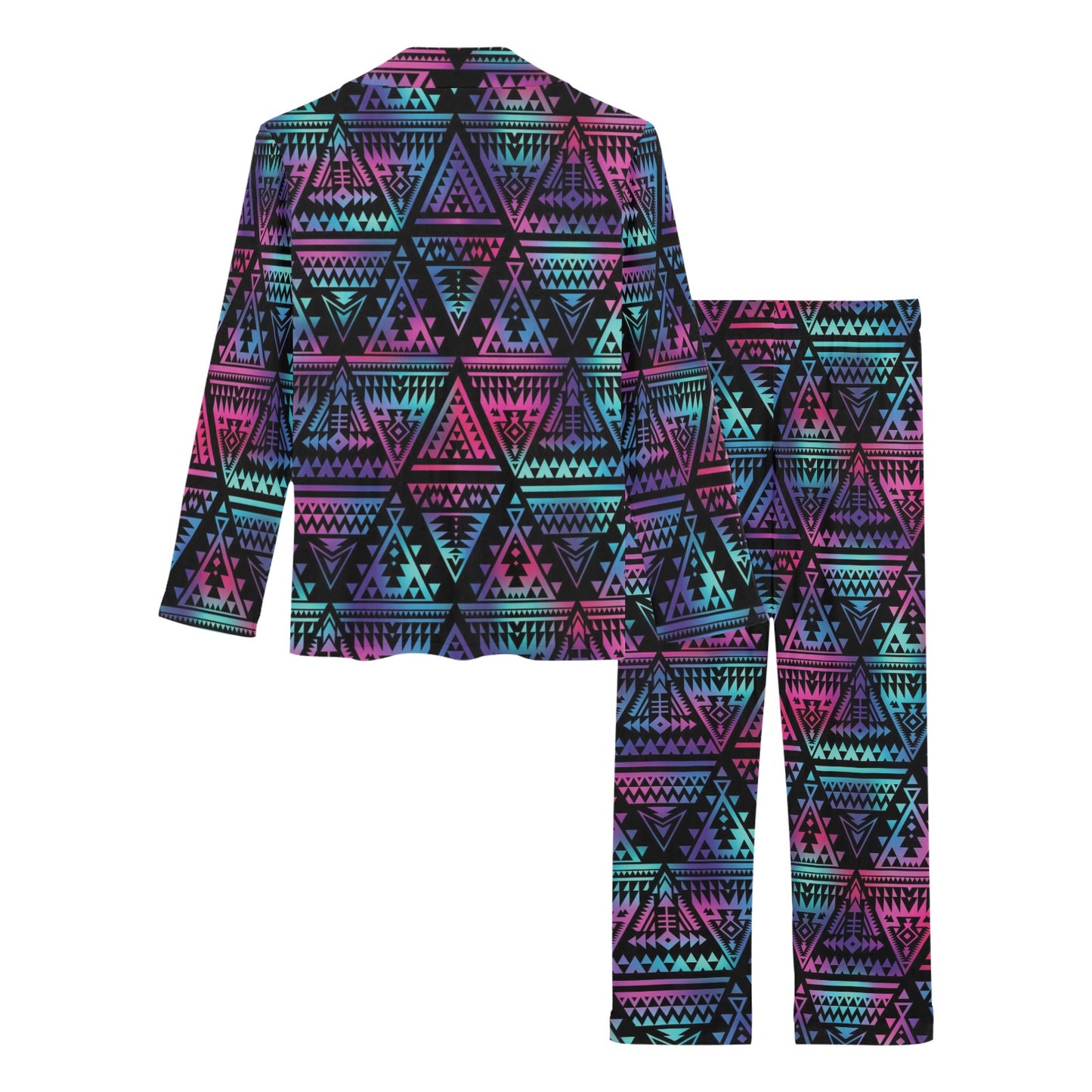 Tribal aztec Dark Multicolor Women's Long Pajama Set