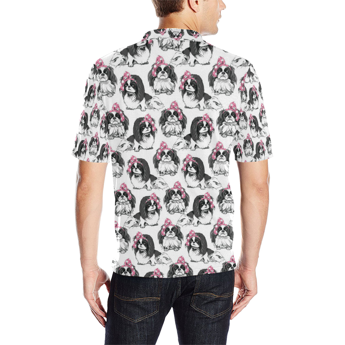 Japanese Chin Pattern Print Design 01 Men Polo Shirt