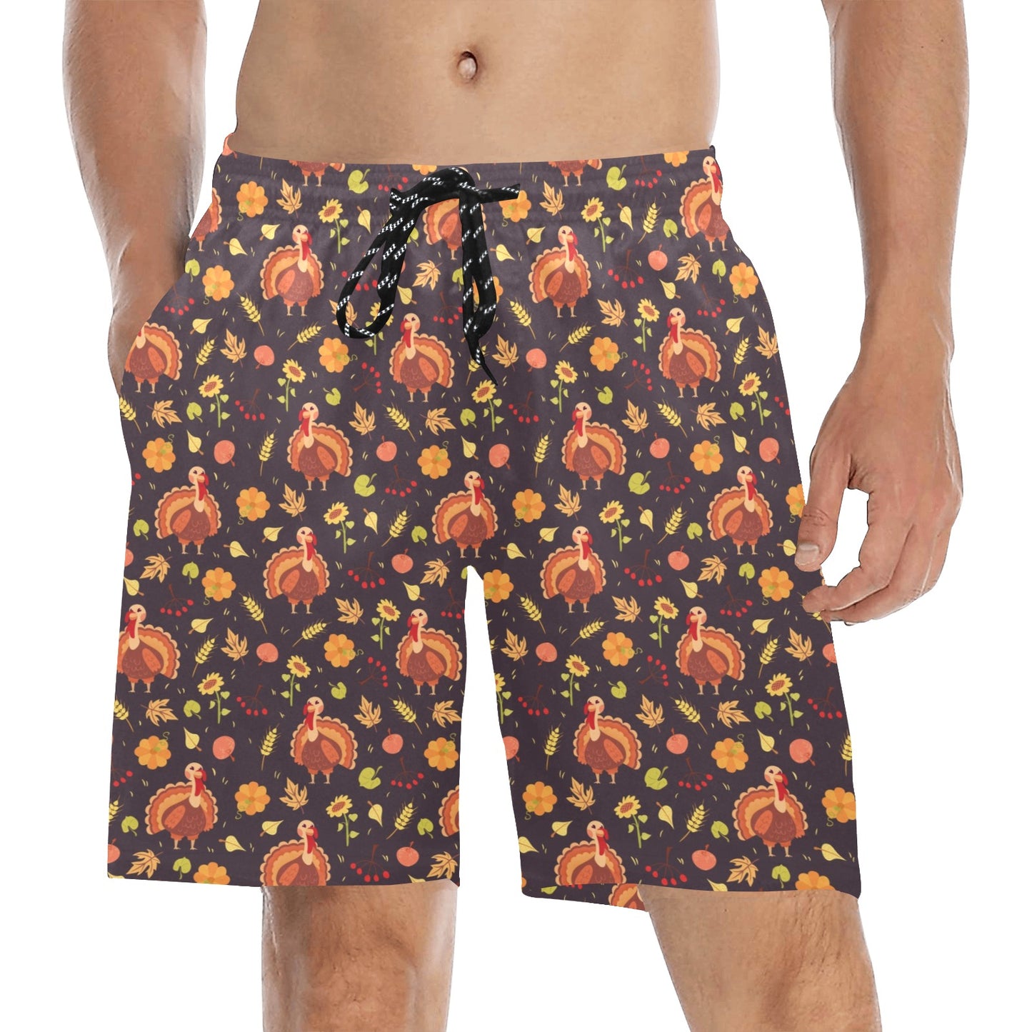 Thanksgiving Print Design LKS305 Men's Swim Trunks Beach Shorts