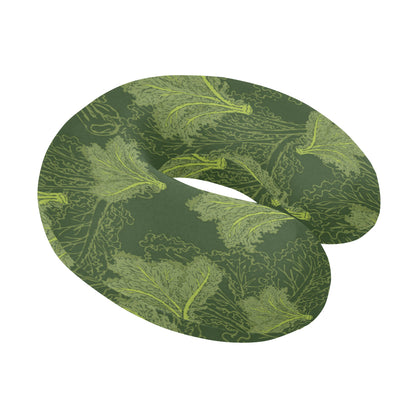 Kale Pattern Print Design 01 U-Shaped Travel Neck Pillow