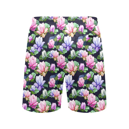 Lotus Flower Print Design Men's Swim Trunks Beach Shorts