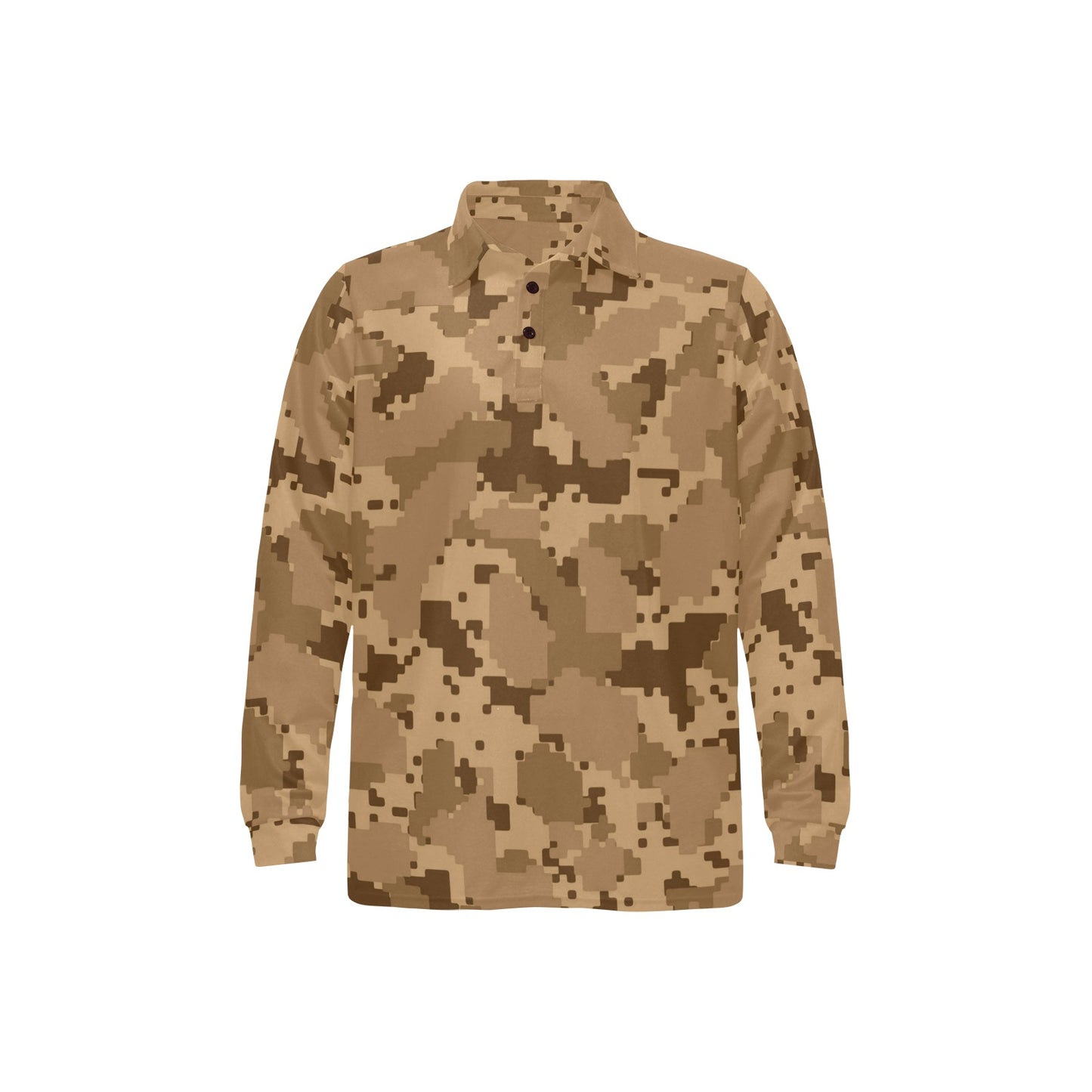ACU Desert Digital Pattern Print Design 01 Long Sleeve Polo Shirt For Men's