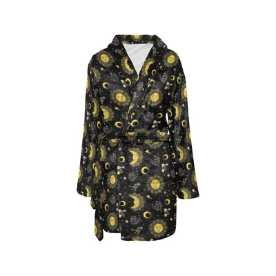 Sun Moon Print Design LKS301 Women's Fleece Robe