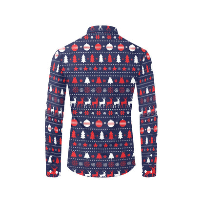 Reindeer Print Design LKS404 Men's Long Sleeve Dress Shirt