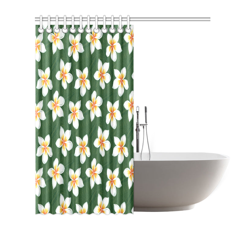 White Plumeria Pattern Print Design PM020 Shower Curtain