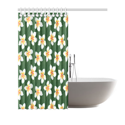 White Plumeria Pattern Print Design PM020 Shower Curtain